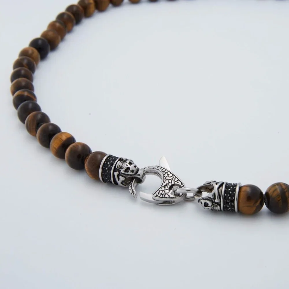 Blackjack Tiger Eye Beaded Necklace and Bracelet 2 Piece Set
